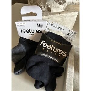 2- Feetures Unisex Elite Max Cushion No Show Tab Socks Black - EC504159, Black